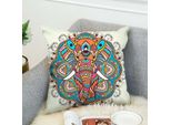 3D Bohemian Style Elephant Double Sided Print Cushion Cover Linen Cotton Throw Pillow Case Home Office Sofa - 1