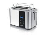 Tostapane Arendo 2 Fette, Fessura Lunga, Acciaio Inox, 850 W, Funzionamento A Sfioramento, Display Con Indicatore Del Tempo Residuo, Portapane, Funzione Di Scongelamento, Involucro Termoisolante, Argento