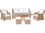Robusto Set Da Giardino In Rattan Tavolino Elegante Mobili Da Giardino Poltrona Divano 3 Posti