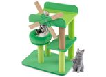 Costway Piccolo Tiragraffi, Albero Per Gatti Con Superficie Di Appoggio, Piattaforme, Tiragraffi, Torre Per Gatti A Forma Di Mulino A Vento Per Gatti Piccoli 50X34X60Cm Verde