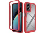 Custodia Per Motorola Moto G (2024), Copertura Posteriore Trasparente Ibrida, Paraurti In Tpu Robusto, Custodia Antiurto Rossa