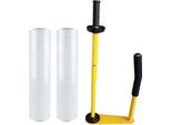 Dispenser Per Film Estensibile Per Imballaggi Incl. 2X Film Estensibile 500Mm X 290M - Dispenser Professionale Ergonomico Per Film Estensibile, Adatto A Film Di 30-50 Cm Di Larghezza - Dispenser Per Imballaggi Su Pallet