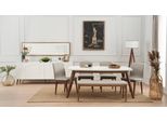 Sala Da Pranzo Completa Di Tavolo 4X Sedie Mobili In Legno Credenza Panca Set Da Pranzo