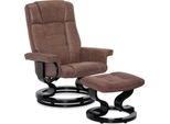 M Mcombo Poltrona Reclinabile Con Sgabello, Poltrona Tv Girevole A 360° Con Funzione Reclinabile, Poltrona Tv Con Portata Fino A 120 Kg, Poltrona Reclinabile 9019 (Microfibra Marrone)