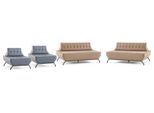 Set Di Divani In Pelle Poltrona 2 Posti Beige Grigio Divani Chesterfield Acciaio Inox