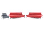 Set Di Divani Rosso A 3 Posti Poltrona Grigia Divani Art DéCo Divano Chesterfield Pelle
