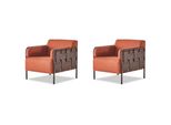 Set Di Poltrone 2 Pezzi A 1 Posto Arancione Poltrona Moderna In Pelle Morbida Tessile