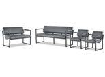 Set Completo Divani 3 Posti Poltrona 2 Posti Pelle Nera Divani Acciaio Inox