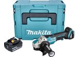 Makita Dga 520 T1JX1 Smerigliatrice Angolare A Batteria 18 V 125 Mm X-LOCK Brushless + 1X Batteria Ricaricabile 5,0 Ah + Makpac - Senza Caricabatterie