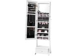Armadietto Portagioie A Specchio - Specchio A Stelo Con Vano Portaoggetti - Specchio A Figura Intera In Bianco - Elegante Armadietto Portagioie E Accessori