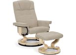 M Mcombo Poltrona Reclinabile Con Sgabello, Poltrona Tv Girevole A 360° Con Funzione Reclinabile, Poltrona Tv, Poltrona Reclinabile Per Soggiorno, Tessuto, 9019 (Tessuto Beige)