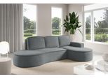 - Gutto - Divano Angolare Molly Di Forma Arrotondata In Tessuto Velour Grigio Scuro - Forma Arrotondata Moderna! Nuovo 2025 (Con Funzione Letto)