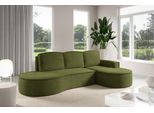 - Gutto - Divano Angolare Molly Di Forma Arrotondata In Tessuto Velour Verde - Forma Arrotondata Moderna! Nuovo 2025 (Con Funzione Letto)