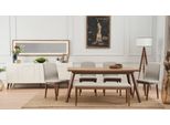 Set Da Pranzo Set Da Sala Da Pranzo 8 Pezzi Tavolo Da Pranzo + 4X Sedie Arredo Credenza Panca