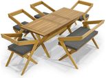 Set Da Giardino Marrone Mobili Di Design Tavolo Da Pranzo In Legno 4X Sedie Panca Moderna