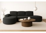 Divano Angolare Gutto Molly Di Forma Arrotondata In Tessuto Felpato Beige Grigio Chiaro Verde Ruggine Di Tendenza! (Con Funzione Letto)