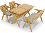 Mobili Da Giardino Marroni Posti A Sedere Per Esterni 2X Sedie Tavolo Da Pranzo Panca Di Legno