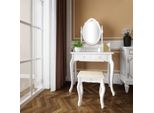 Tavolino Da Toilette Aiorber, Specchio Girevole A 360°, Con Sgabello, Robusto, 4 Cassetti, Tavolini Da Toilette, Per Camere Da Letto, 75 X 40 X 142,5 Cm, Bianco