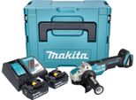 Smerigliatrice Angolare A Batteria Makita Dga 520 RGJX1 18 V 125 Mm X-LOCK Brushless + 2X Batteria Ricaricabile 6,0 Ah + Caricabatterie + Makpac