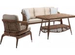 Robusto Set Da Giardino In Rattan Tavolino Da Caffè Mobili Da Giardino Marrone Poltrona Divano 3 Posti