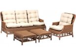 Robusto Set Da Giardino In Rattan Marrone Poltrona Mobili Da Giardino 2X Sgabello Divano 3 Posti