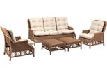 Robusto Set Da Giardino In Rattan 2X Poltrona Mobili Da Giardino 2X Sgabello Divano 3 Posti