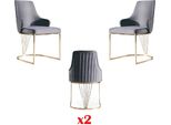 Sedia 2X Sala Da Pranzo Nuove Sedie Sedia Imbottita Poltrona Metallo Lounge Design Mobili