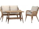 Set Di Divani Divano 2 Posti Lusso Rattan Moderno Poltrona Tavolino Marrone
