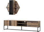 Gruppo Mobile Porta-Tv Rtv Basso Scaffali Soggiorno Legno Marrone