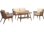 Set Di Divani Divano A 2 Posti In Rattan Di Lusso Moderno 2X Poltrona Tavolino Marrone