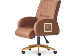 Sedia Girevole Con Rotelle Marrone Sedia Moderna Da Ufficio Studio In Pelle Legno