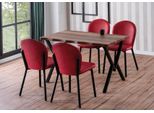 Set Sala Da Pranzo Set Di Alta Qualità Tavolo 4X Sedie Design Mobili Moderni Marrone