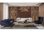 Set Di Divani Blu Divani Di Lusso Poltrone 3+3+1 Posti Chesterfield Design Velluto