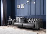 Set Chesterfield Divano 4 Posti Poltrona Quattro Posti In Ecopelle Nero