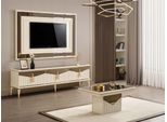 Parete Attrezzata Porta Tv Pannello A Muro Tavolino Rtv Lowboard Gold 3Pz Beige
