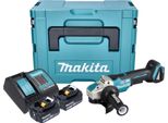 Smerigliatrice Angolare A Batteria Makita Dga 520 SGJX1 18 V 125 Mm X-LOCK Brushless + 2X Batteria Ricaricabile 6,0 Ah + Caricabatterie + Makpac