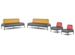 Divani Completi In Pelle Poltrona 3 Posti Nero Art Deco Acciaio Inox Rosso Giallo