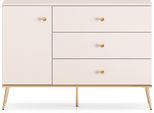 Selsey Selgin - Credenza A 1 Anta Con 3 Cassetti, Greige 120 Cm