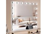 Specchio Per Il Trucco Hollywood - Specchio Cosmetico Con Usb Tipo C - 791X597 Mm - Specchio Da Tavolo Per Applicazioni Di Trucco Professionali