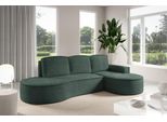 Divano Angolare Gutto Molly Di Forma Arrotondata In Tessuto Teddy Color Crema-Beige-Grigio-Verde - Forma Arrotondata Moderna! Nuovo 2025 (Con Funzione Letto)
