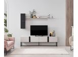 Set Mobile Porta-Tv Rtv Basso Scaffali Soggiorno Legno Bianco