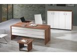 Set Di Mobili Per Ufficio 3 Pezzi Scrivania Angolare Completa Armadio Ufficio Gruppo Legno Bianco