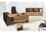 Mobili Per Ufficio Marrone Set 3 Pezzi Scrivania Angolare Completo Armadio Ufficio Gruppo Legno