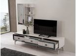 Credenza Bassa Porta Tv Mobile Rtv Soggiorno Scaffali In Legno Bianco