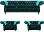 Set Di Divani Chesterfield Di Design Set Di Divani A Tre Posti 2X Poltrone Imbottite