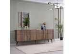 Set Credenza Con Specchio Cassettiera Legno Marrone Sala Da Pranzo