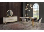Lusso Sala Da Pranzo Set Tavolo Da Pranzo Sedie Set 6Pcs Oro Bianco