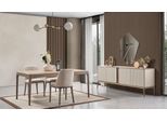 Set Da Pranzo Tavolo Da Pranzo 4 Sedie Credenza Specchio Moderno 7 Pezzi Legno Beige