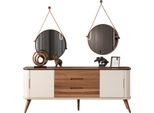 Gruppo Credenza Specchio Cassettiera Armadi Di Lusso Soggiorno Legno Bianco