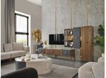 Set Parete Porta Tv Rtv Credenza Bassa Mensole Legno Marrone